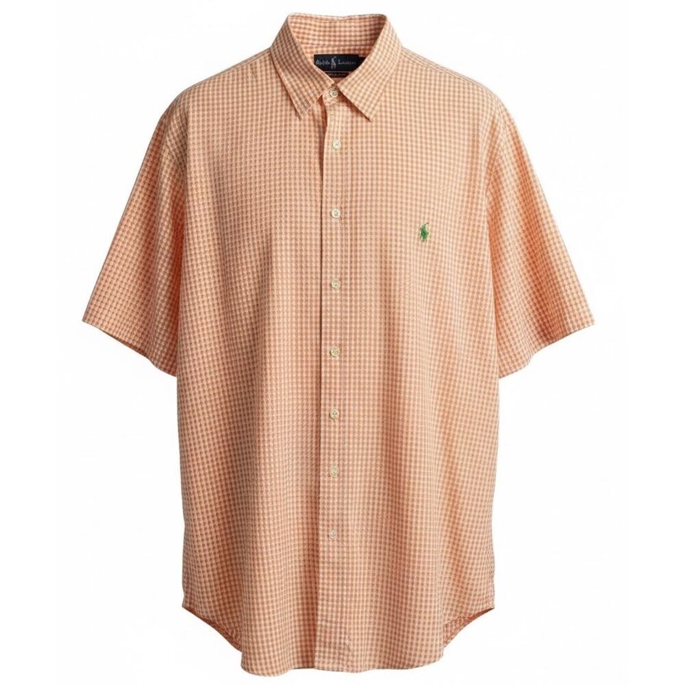 Polo Ralph Lauren 2XLT Tall Orange Gingham Short Sleeve Classic Fit Men’s Shirt